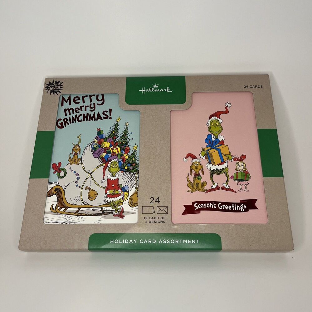 Hallmark Grinch Christmas Greeting Cards Assortment 24 Pack with Envelopes